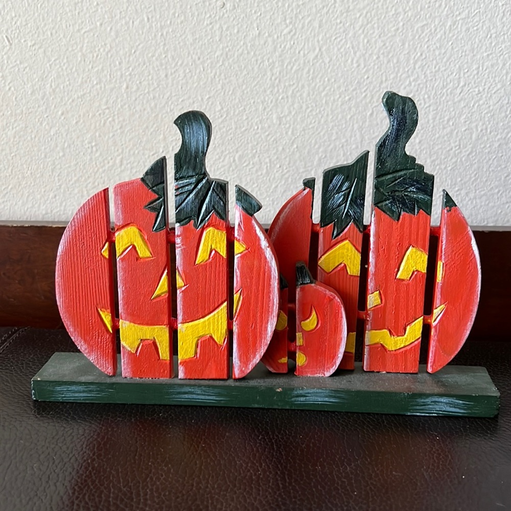 Halloween Wooden Pumpkin Decoration